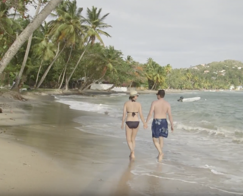 couple walking on beach