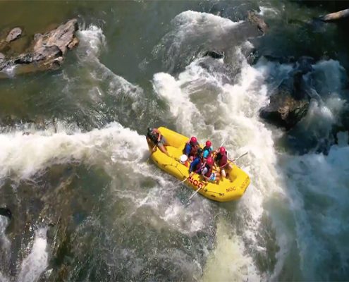 white water rafting aerial view