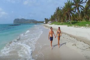 couple walking on beach