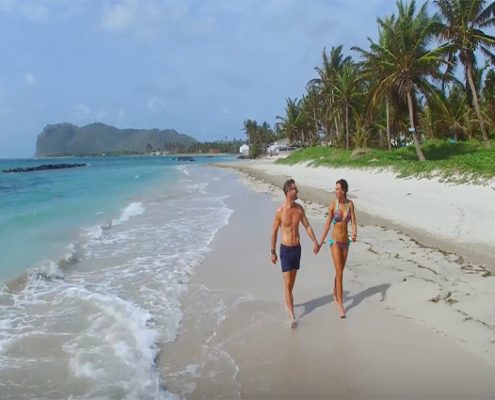 couple walking on beach